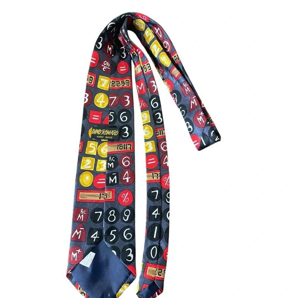 Dino Romaro‎ Handmade Novelty Tie Calculator Print Math Teacher Nerd Science